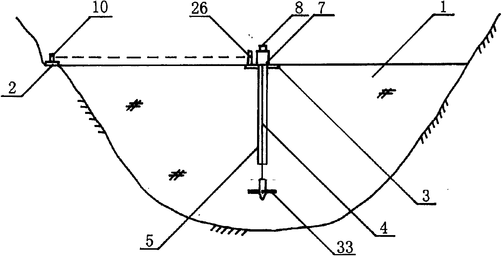 Photoelectric type high backfill earthwork settling volume testing device and mounting method thereof