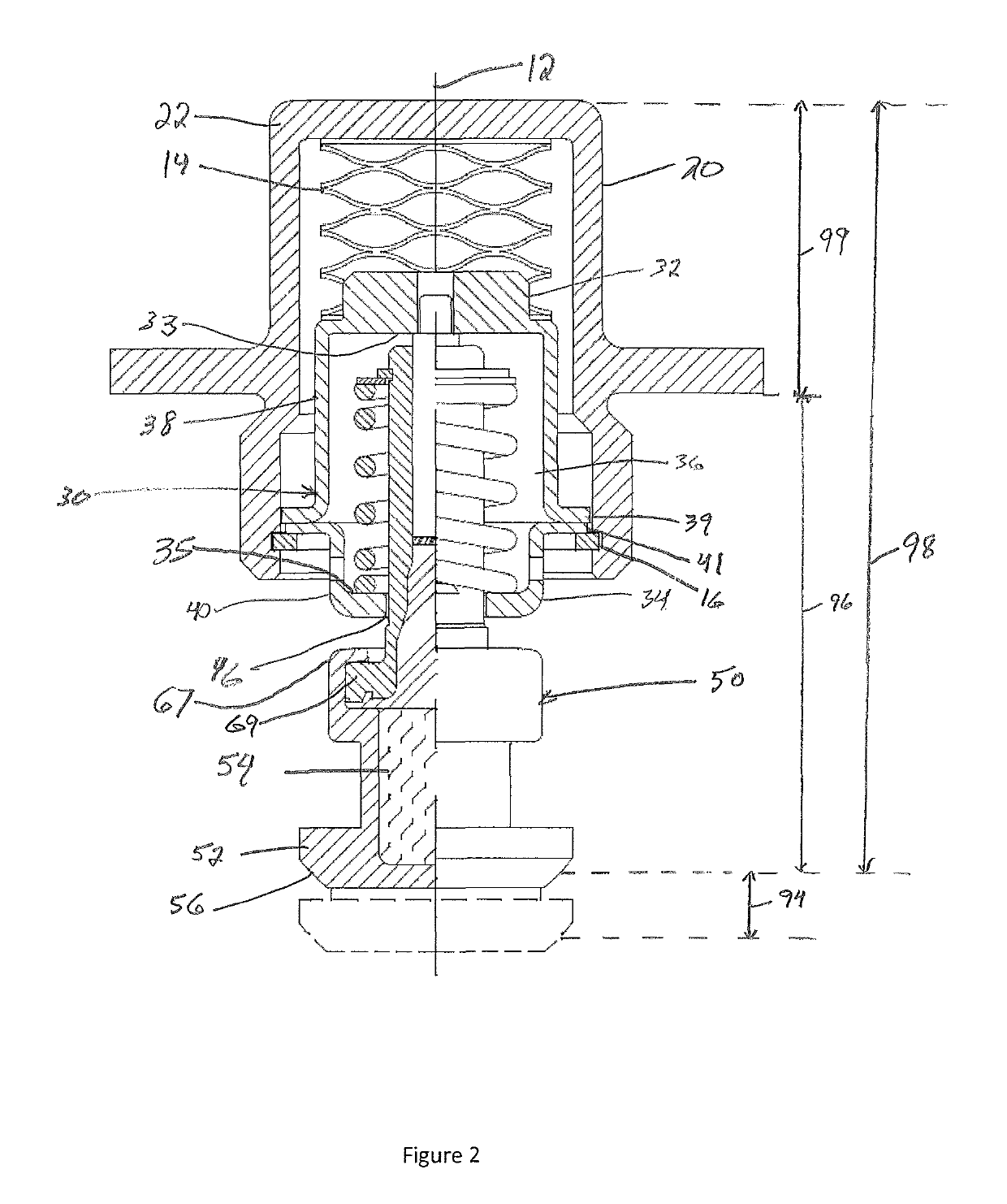 Control valve with external relief bias member