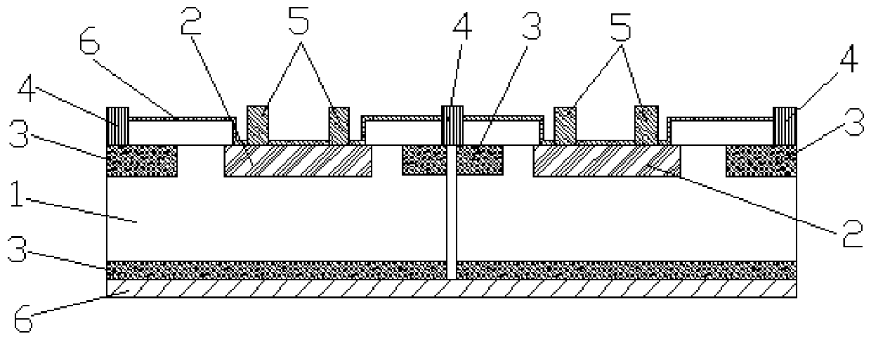 Back-electrode-free photoelectric detector array structure adopting TSV technology and preparation method thereof