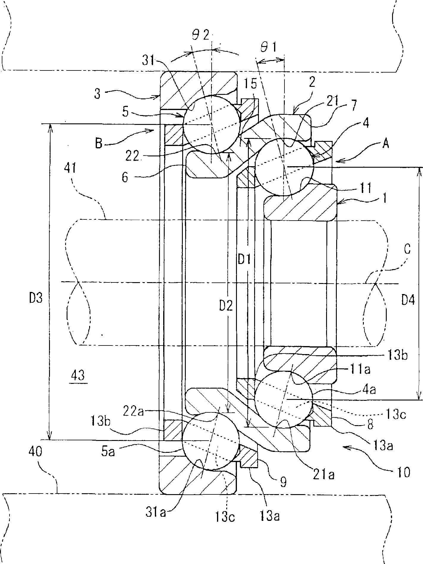 Rolling bearing and supercharger using the same