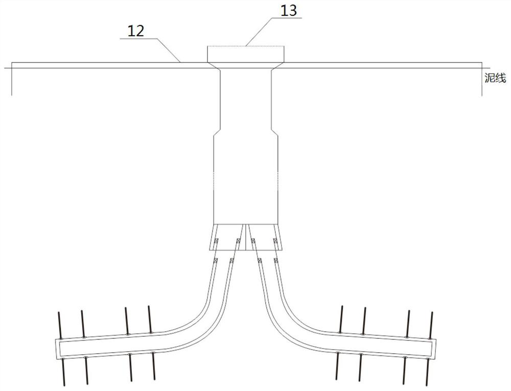 Natural gas hydrate horizontal multilateral well exploitation method based on deepwater suction anchor