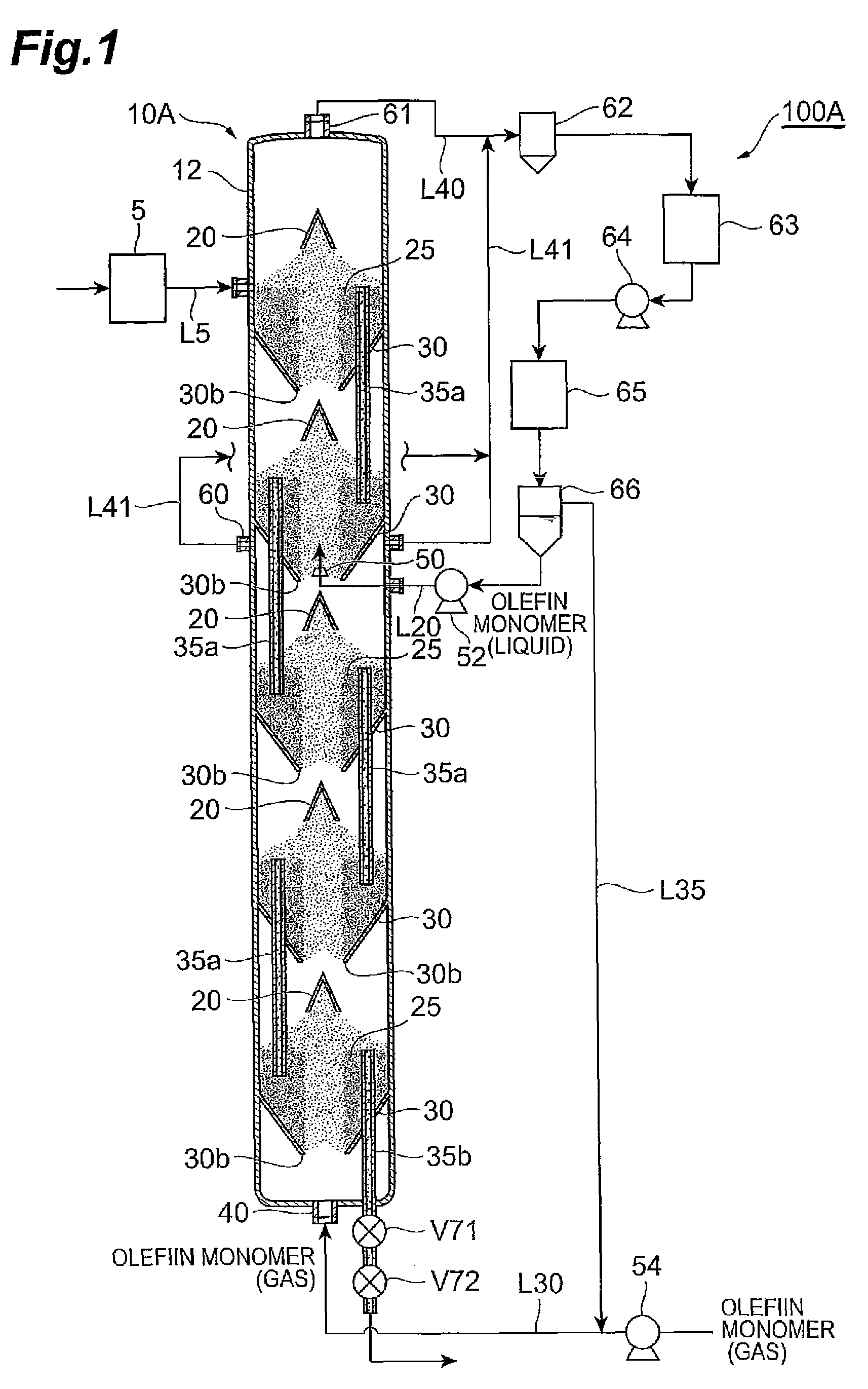 Olefin polymerization reactor, polyolefin production system, and polyolefin production process