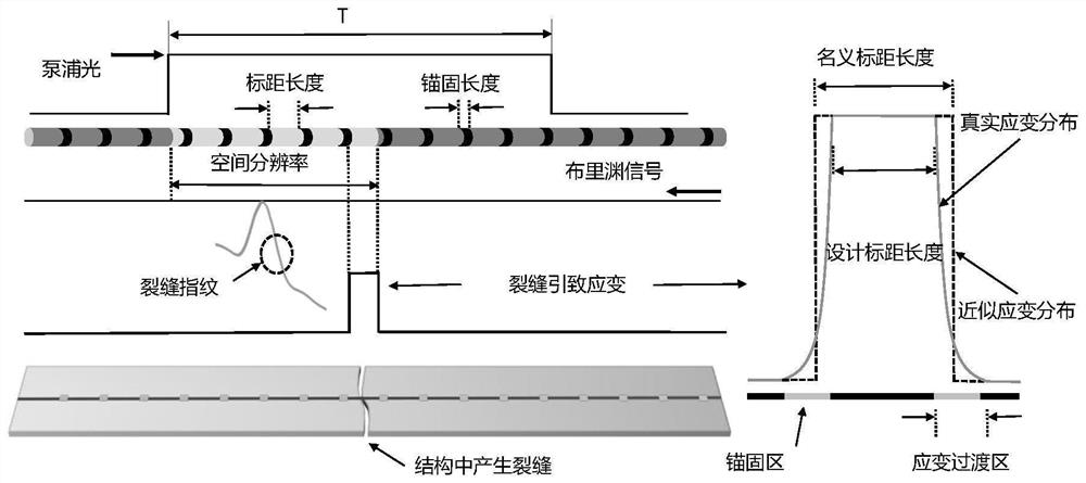 Crack sensing system and method based on distributed short-gauge optical fiber strain sensor