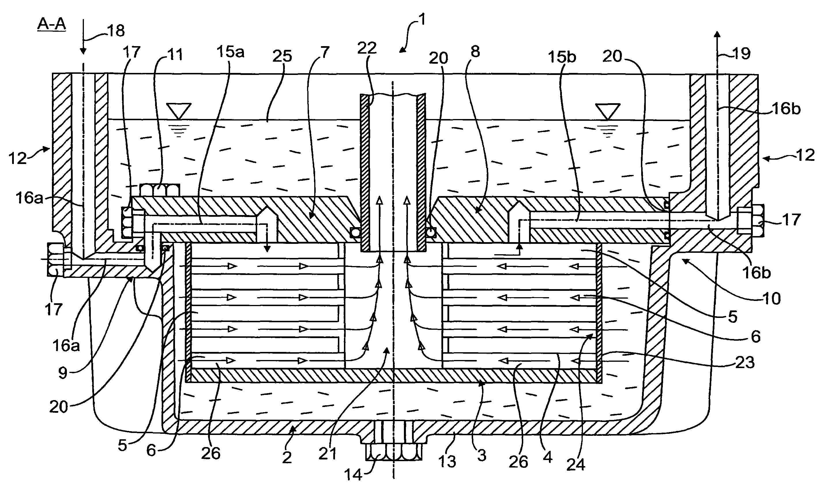 Cooling device for engine and/or gearbox oil, in particular of a combustion engine