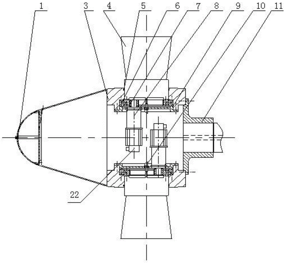 Direct drive independent variable pitch tidal current energy electric generation hydraulic turbine