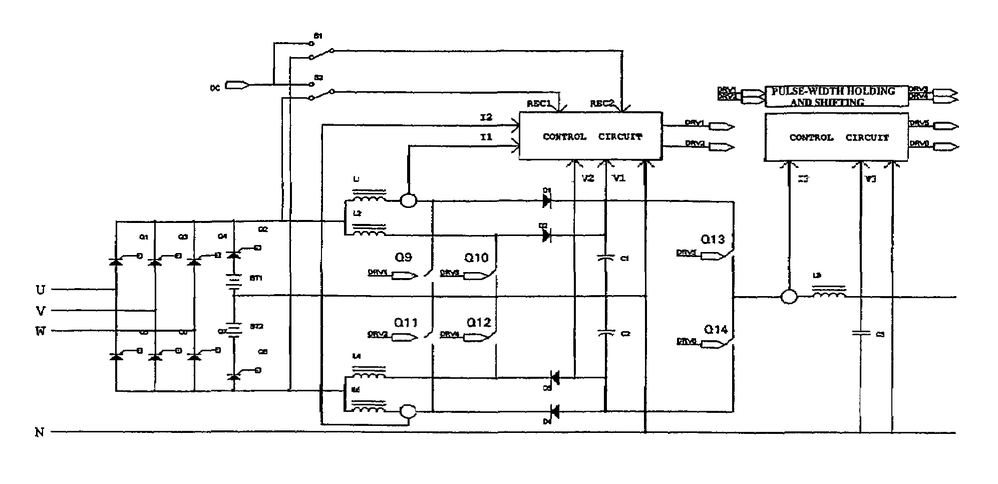 Uninterrupted power supply and the method for driving its converters