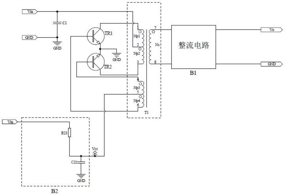 Self-excitation push-pull circuit and auxiliary power supply method thereof