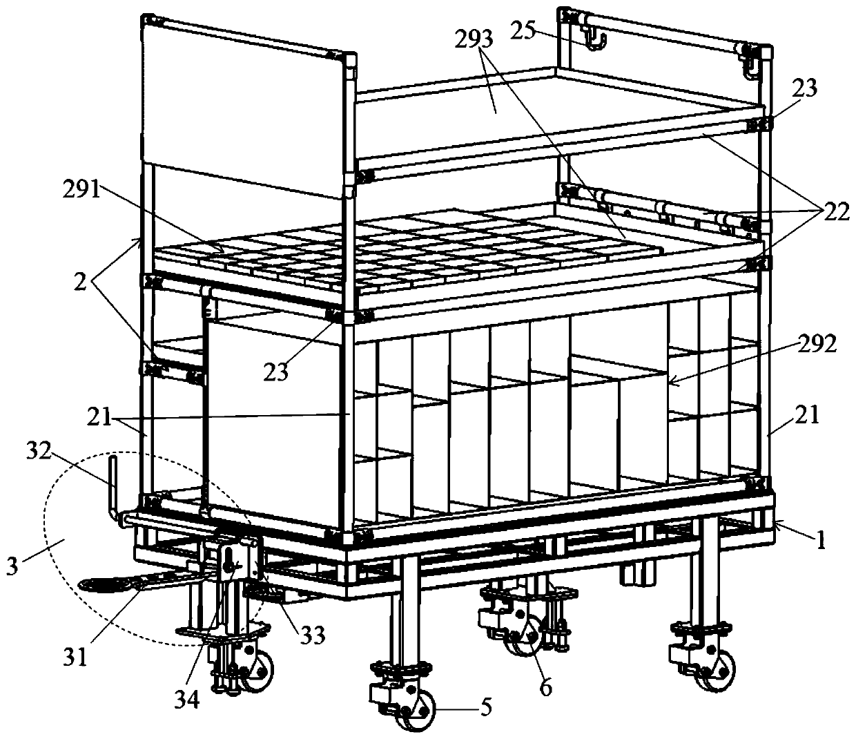 Production line accompanying material car and use method thereof