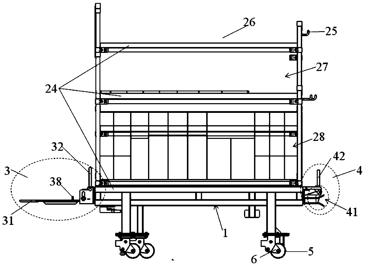 Production line accompanying material car and use method thereof