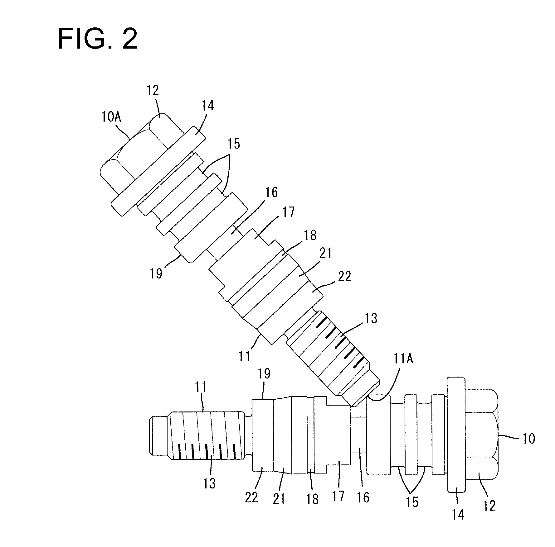 Connector connecting bolt, connector and connector assembly