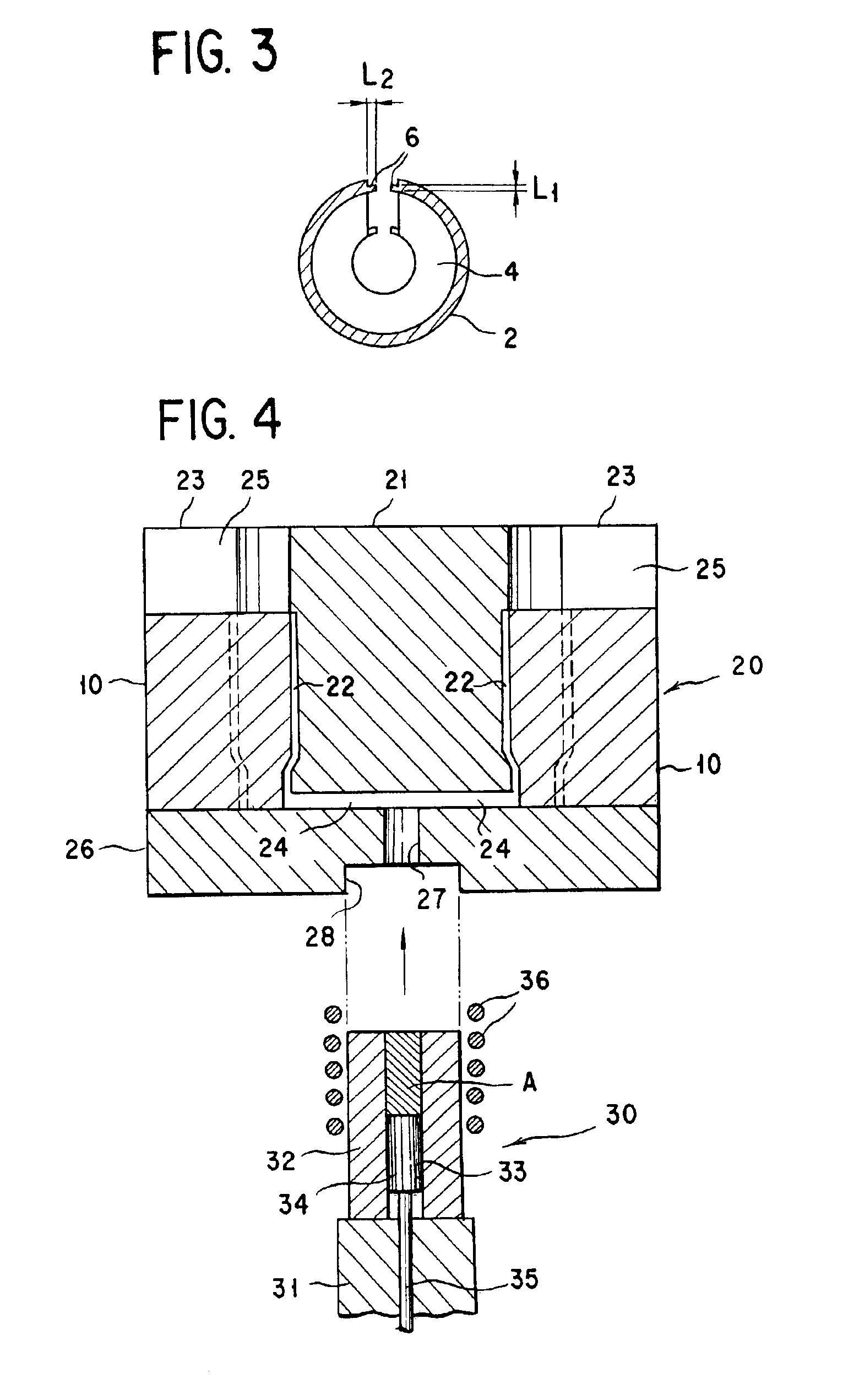 Hollow cast article with slit, method and apparatus for production thereof