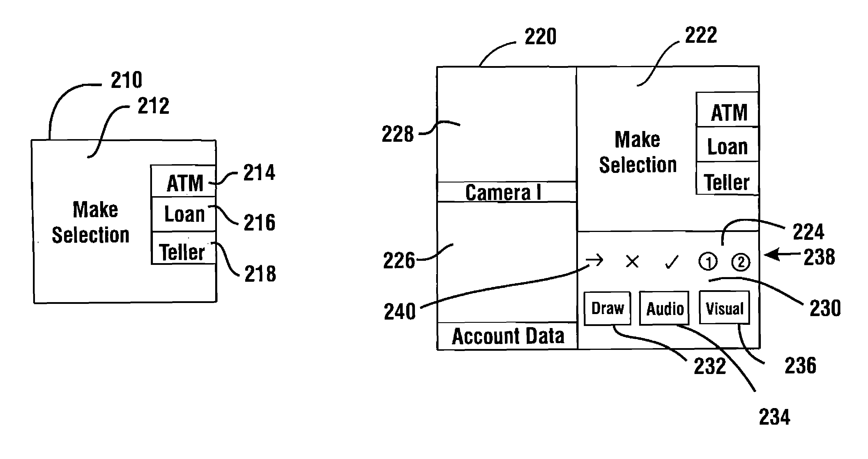 ATM that allows a user to select a desired transaction by touch dragging a displayed icon that represents the desired transaction