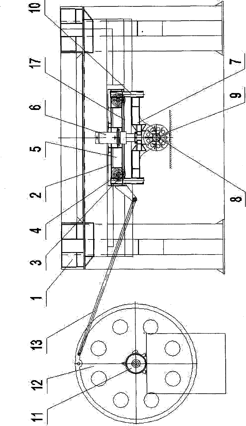 Fatigue test loading device of transportation on bridge