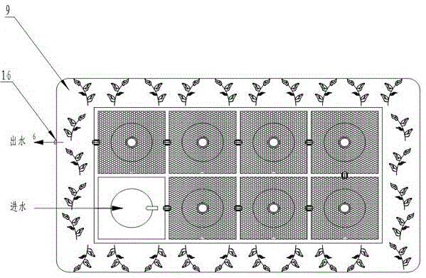 Integrated sewage biological flora treatment device and method for mounting same