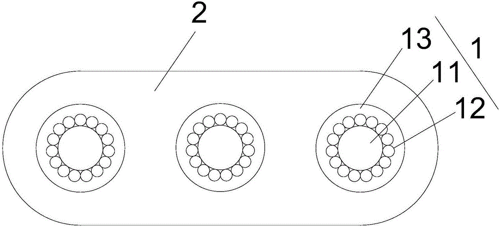 Light winding drum flat cable with high tensile resistance and resistant to bending