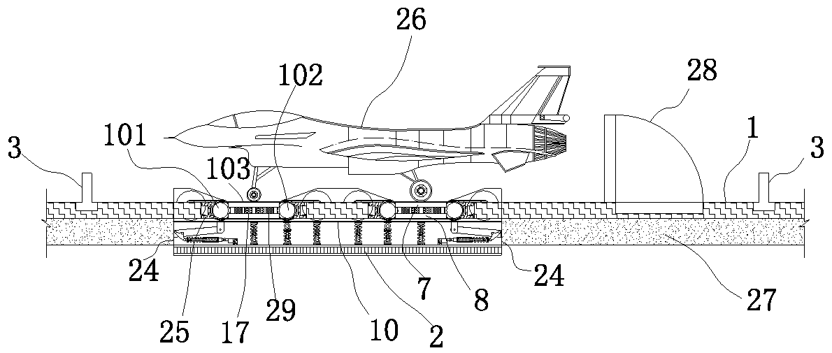 Caterpillar type take-off and landing device