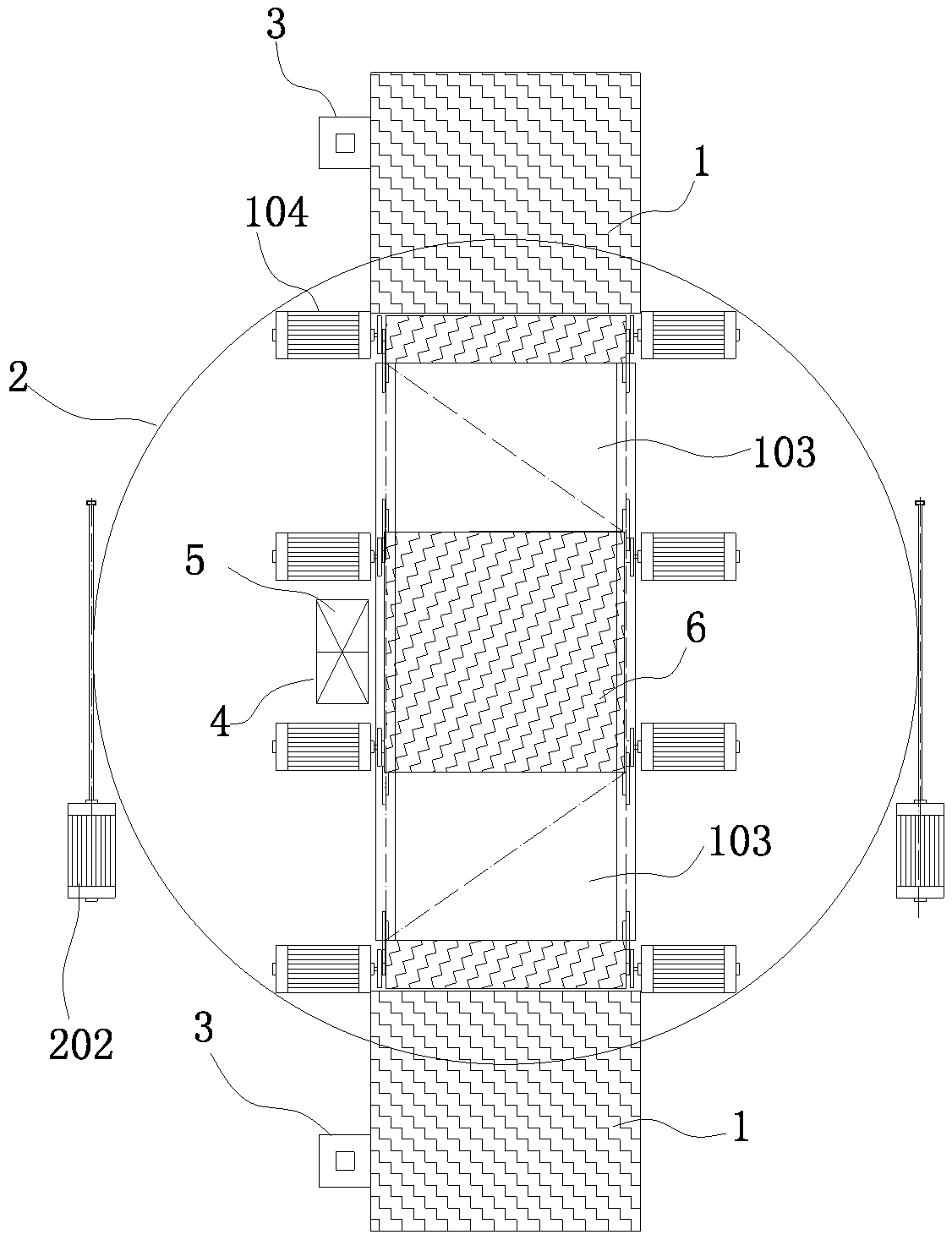 Caterpillar type take-off and landing device