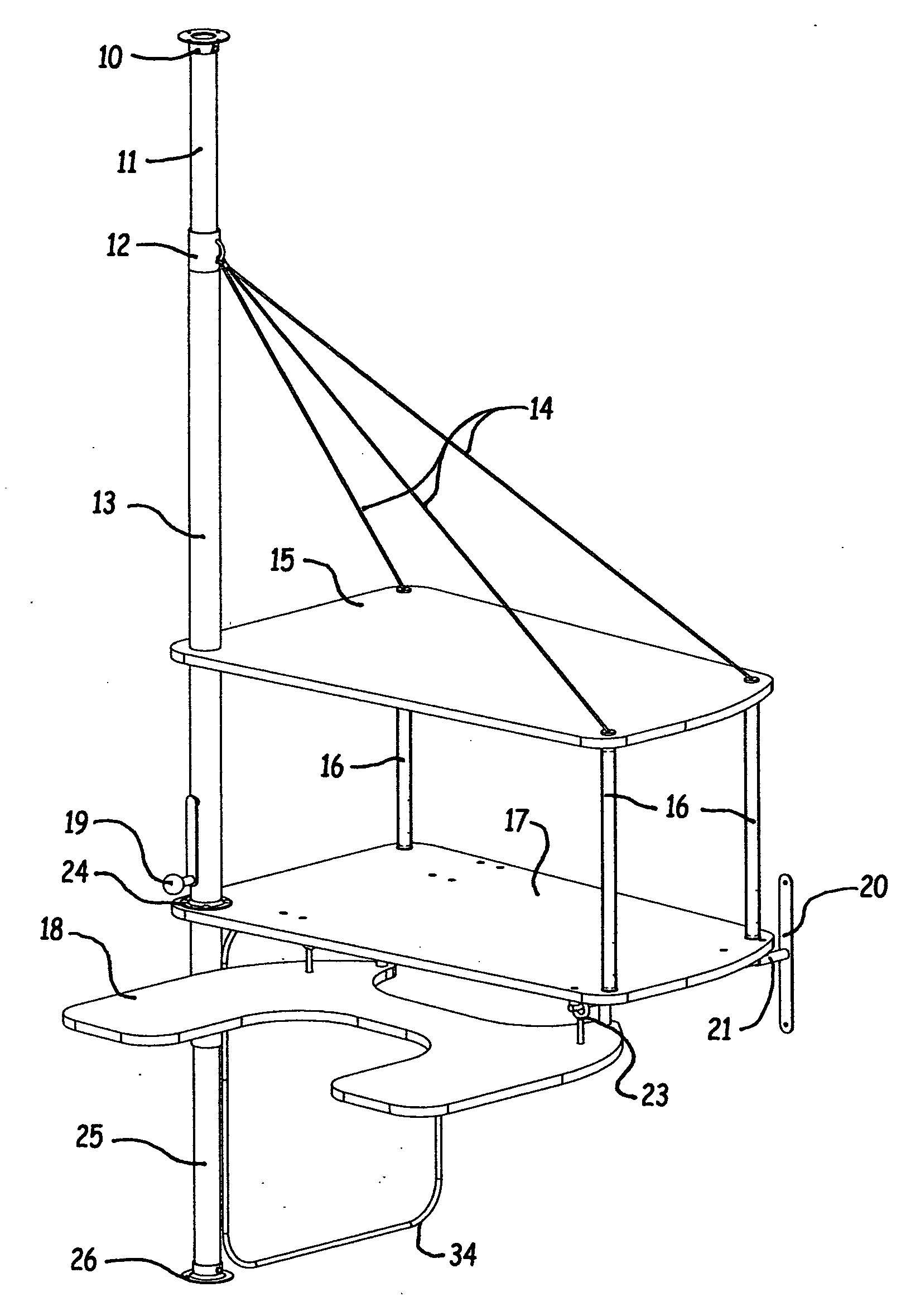 Rotating over-bed computer desk