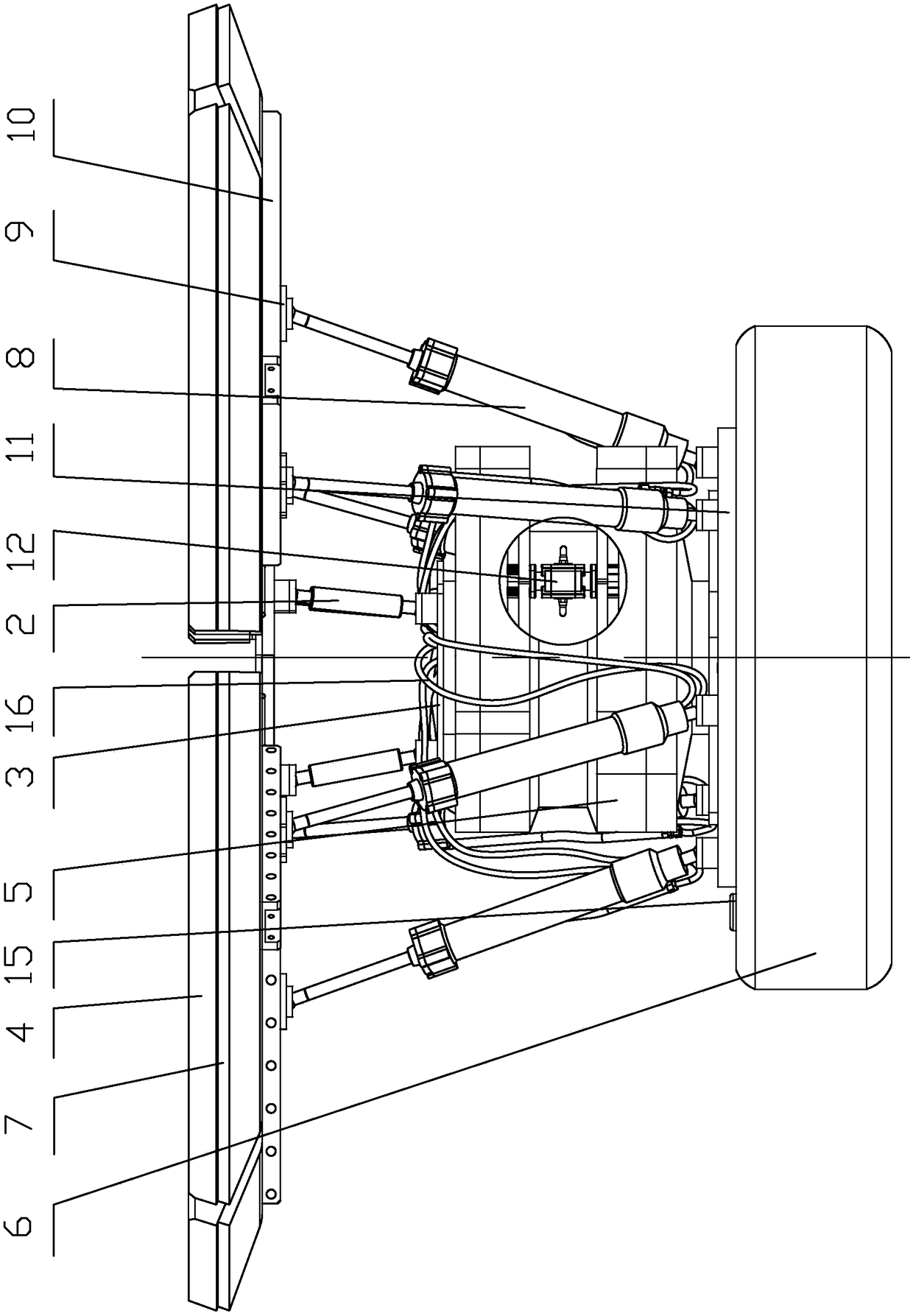 Sinking water wave power generation device based on the principle of stewart platform