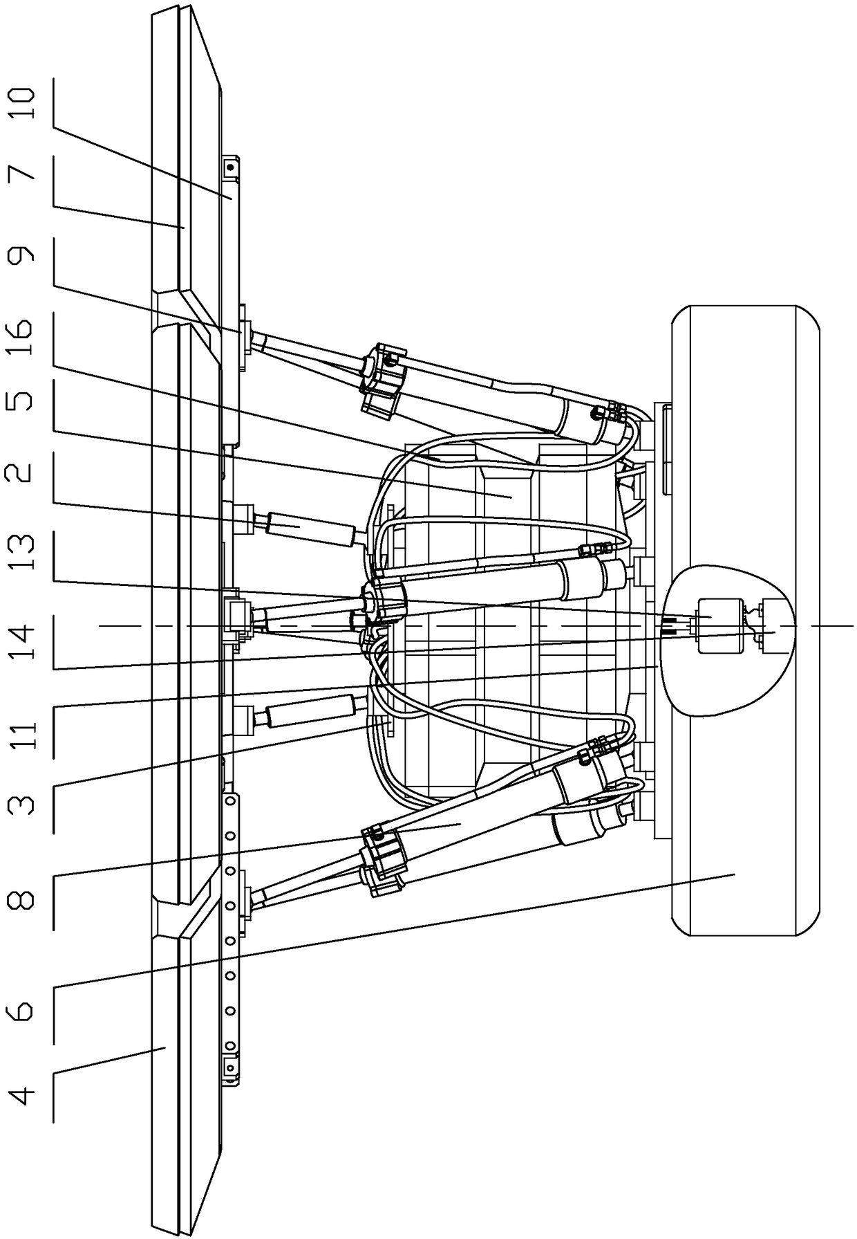 Sinking water wave power generation device based on the principle of stewart platform