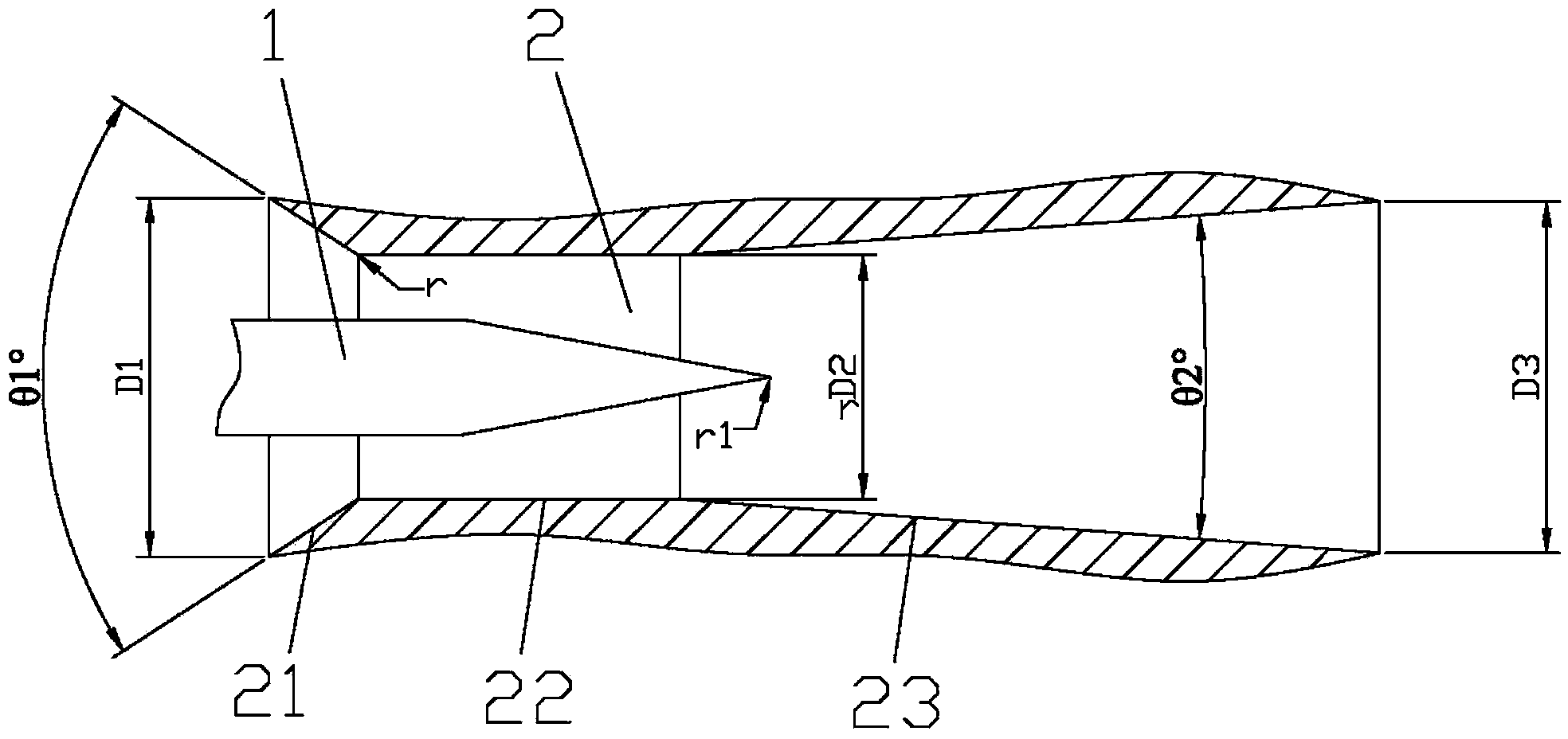 Low flow resistance cone valve