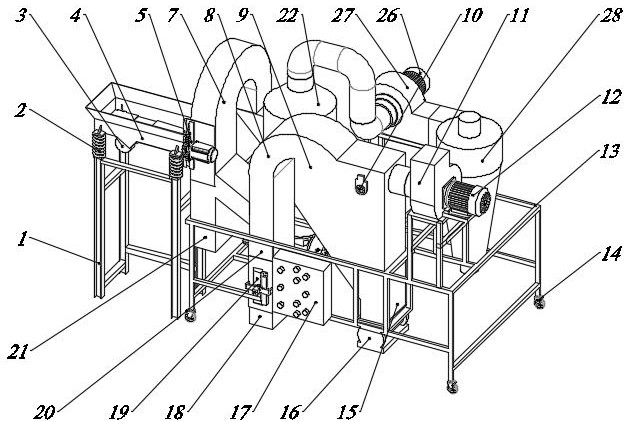 Automatic walnut shell and kernel mixture airflow sorting machine