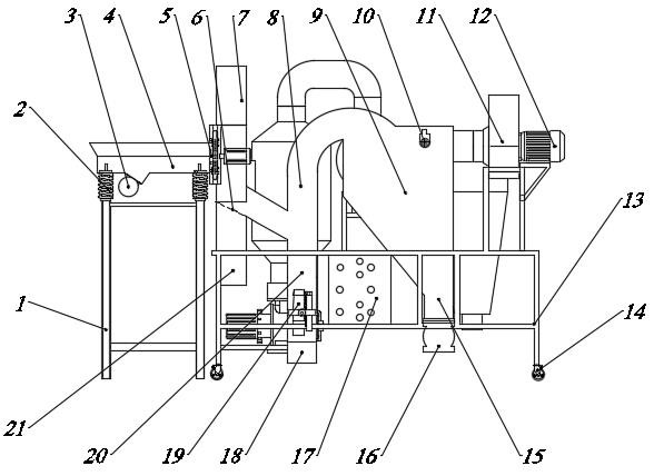 Automatic walnut shell and kernel mixture airflow sorting machine