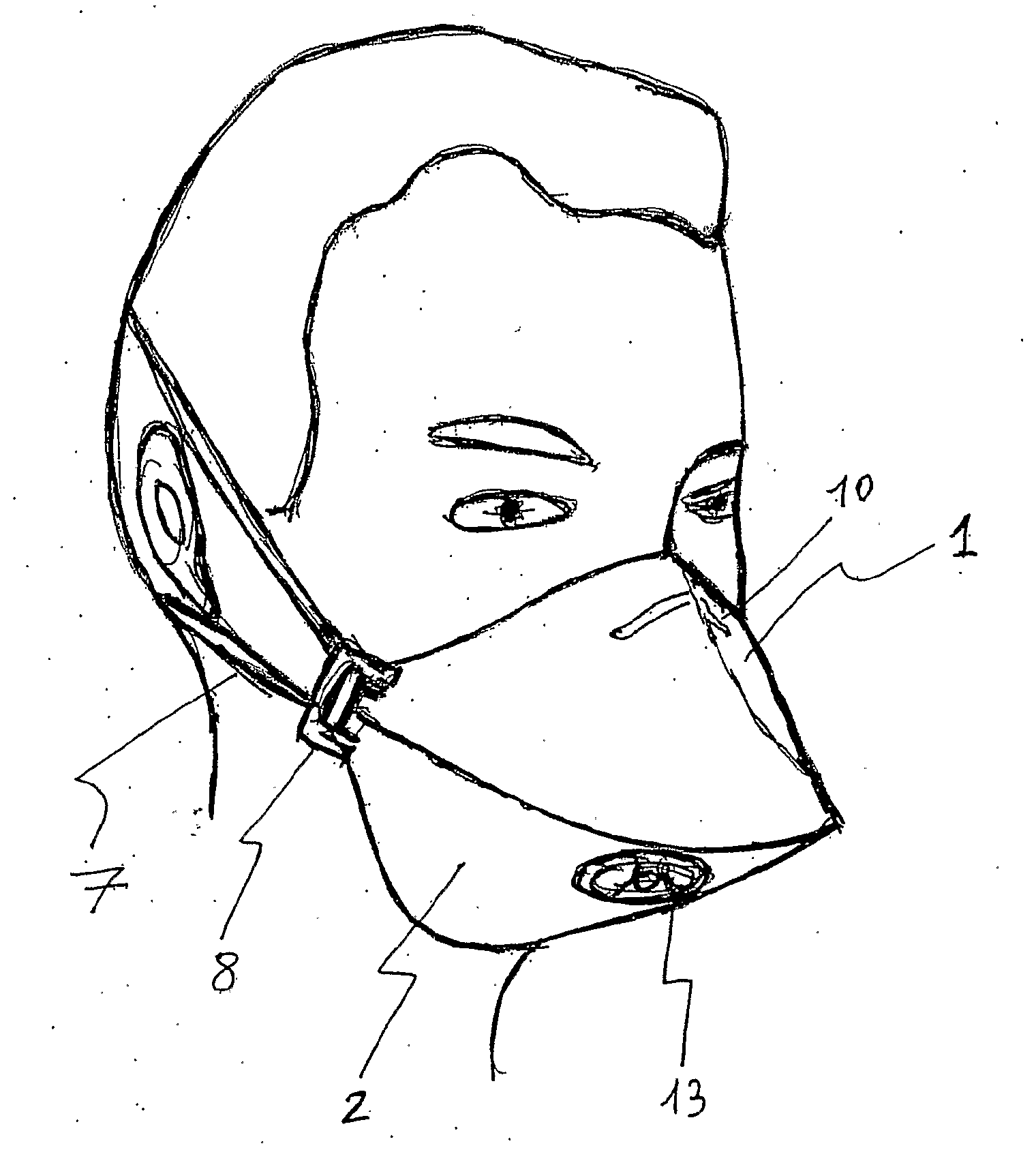 Protective mask against biological agents made of two parts