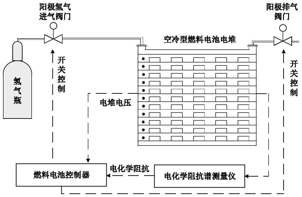 Air-cooled fuel cell anode control method based on electrochemical impedance spectroscopy