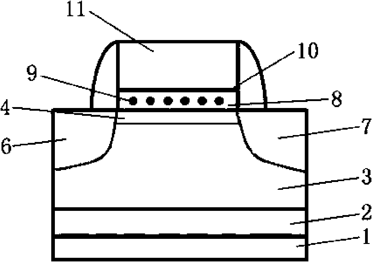 Nanocrystal nonvolatile memory based on strained silicon and manufacturing method of memory