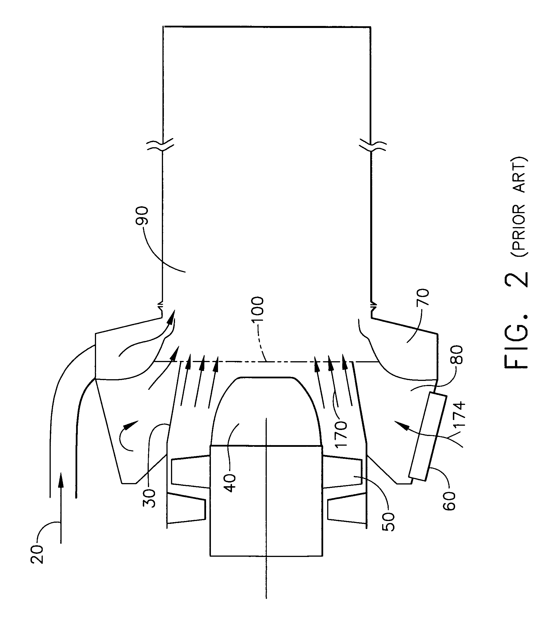 System and method for dumping surge flow into eductor primary nozzle for free turbine