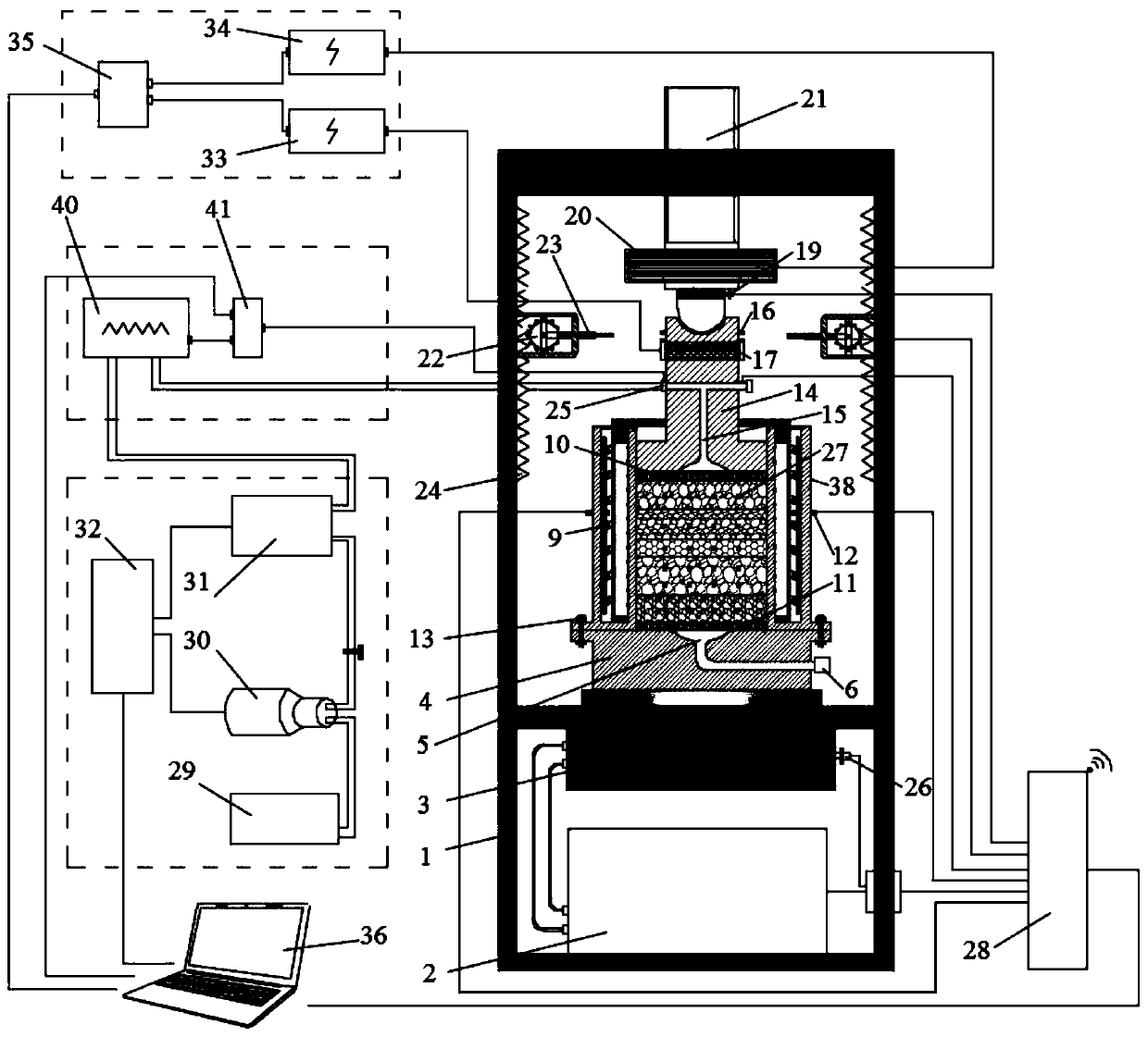 Geothermal exploitation test method under simulated complex load condition