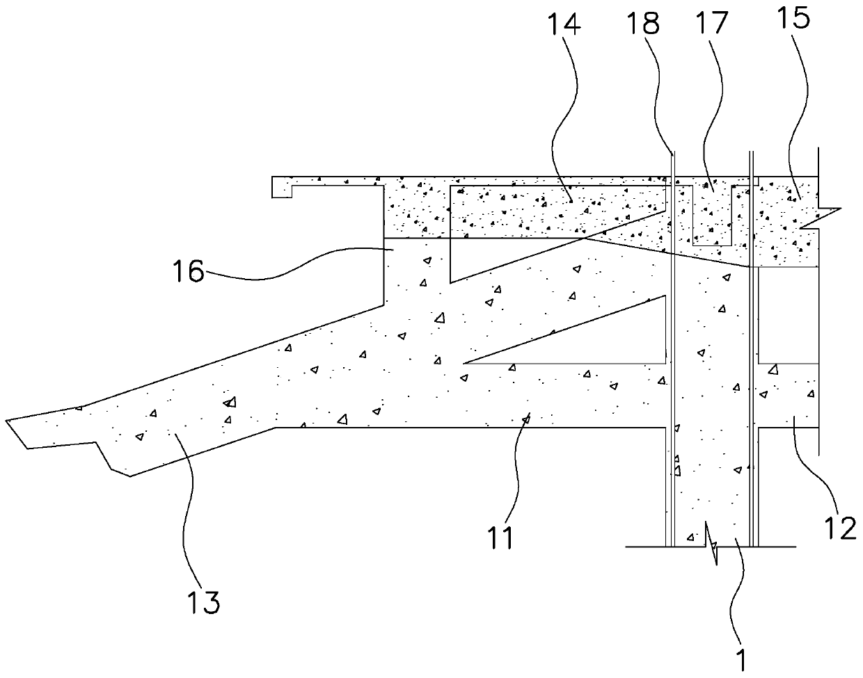 Concrete pouring process for multi-layer beam slab outer eave structure