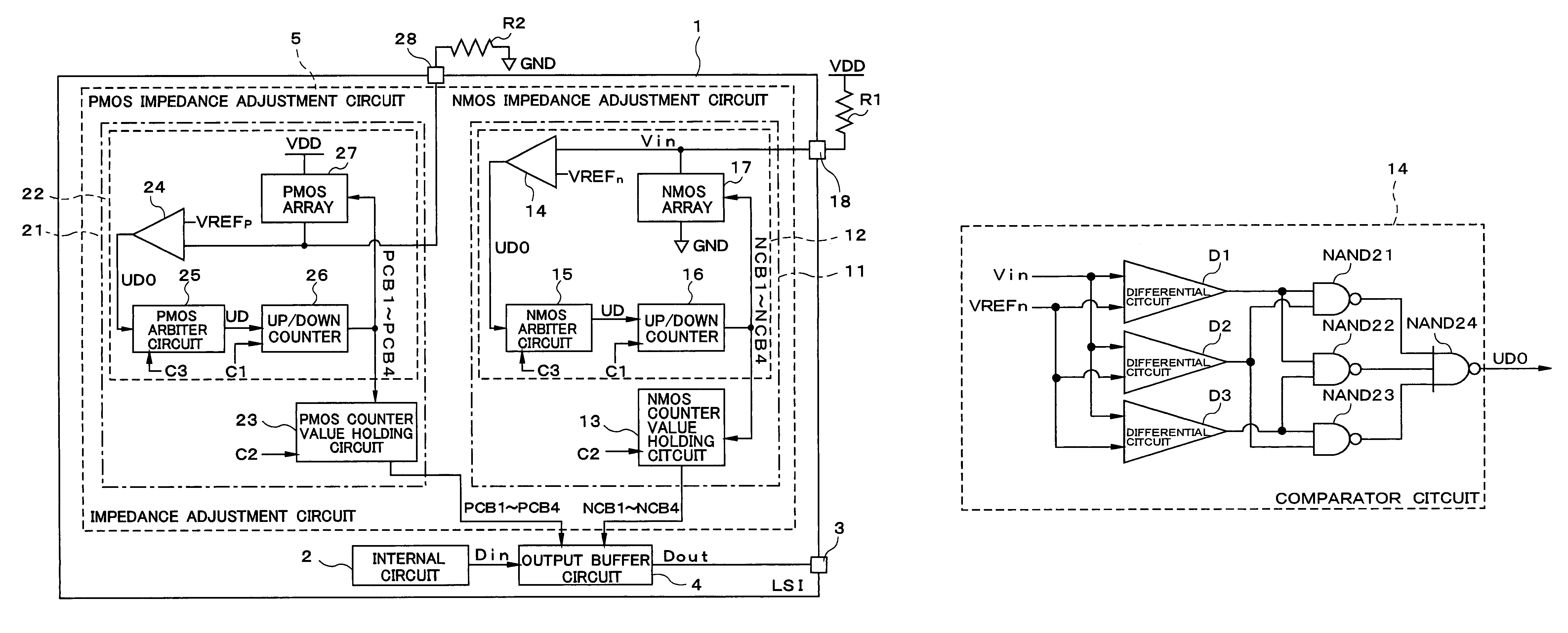 Impedance adjustment circuit and integrated circuit device