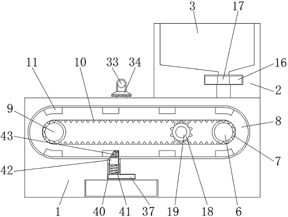 A conveying device for automatic equivalent filler used in bio-organic fertilizer production line