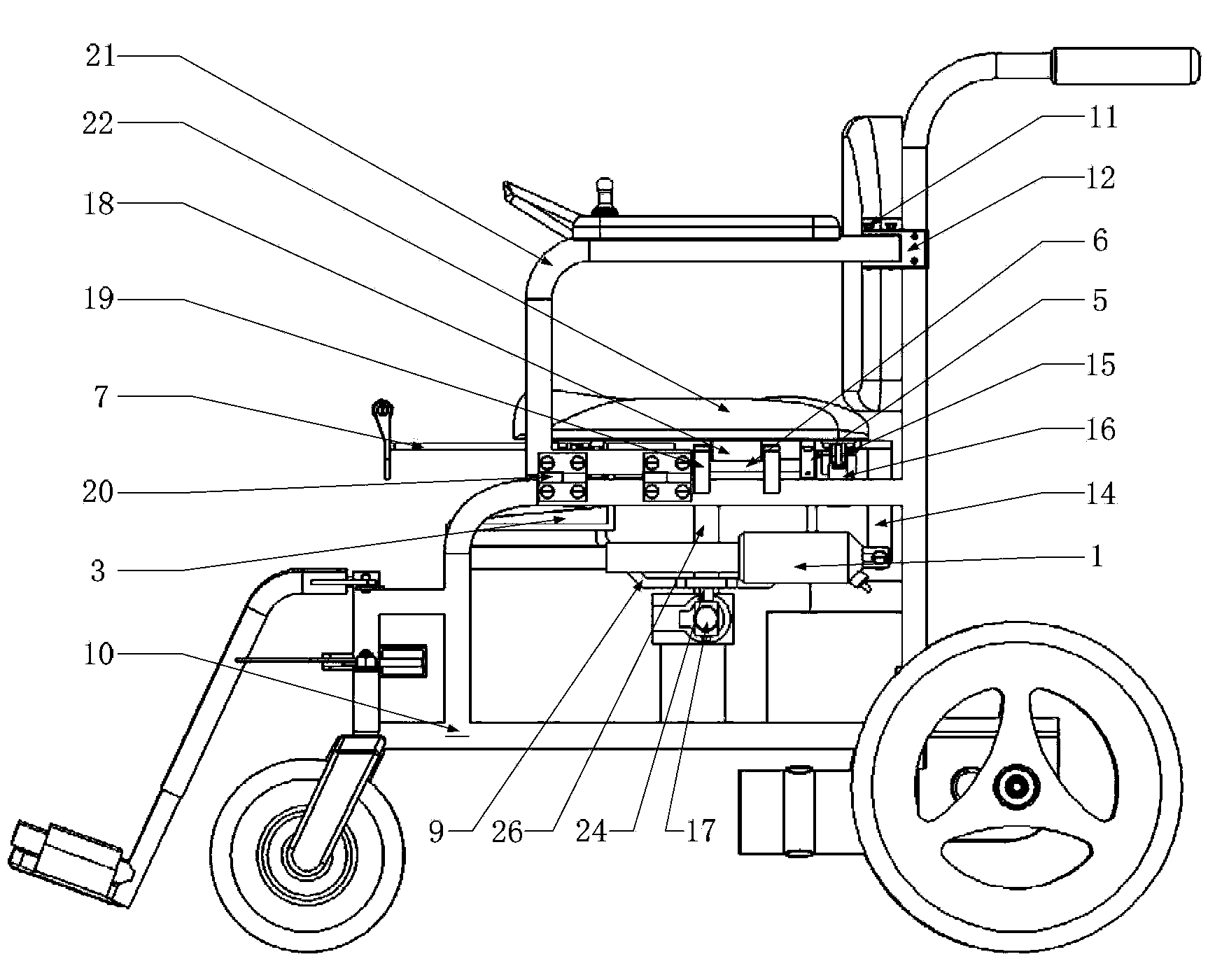 Electrically propelled wheelchair capable of helping patient get in and out of bed