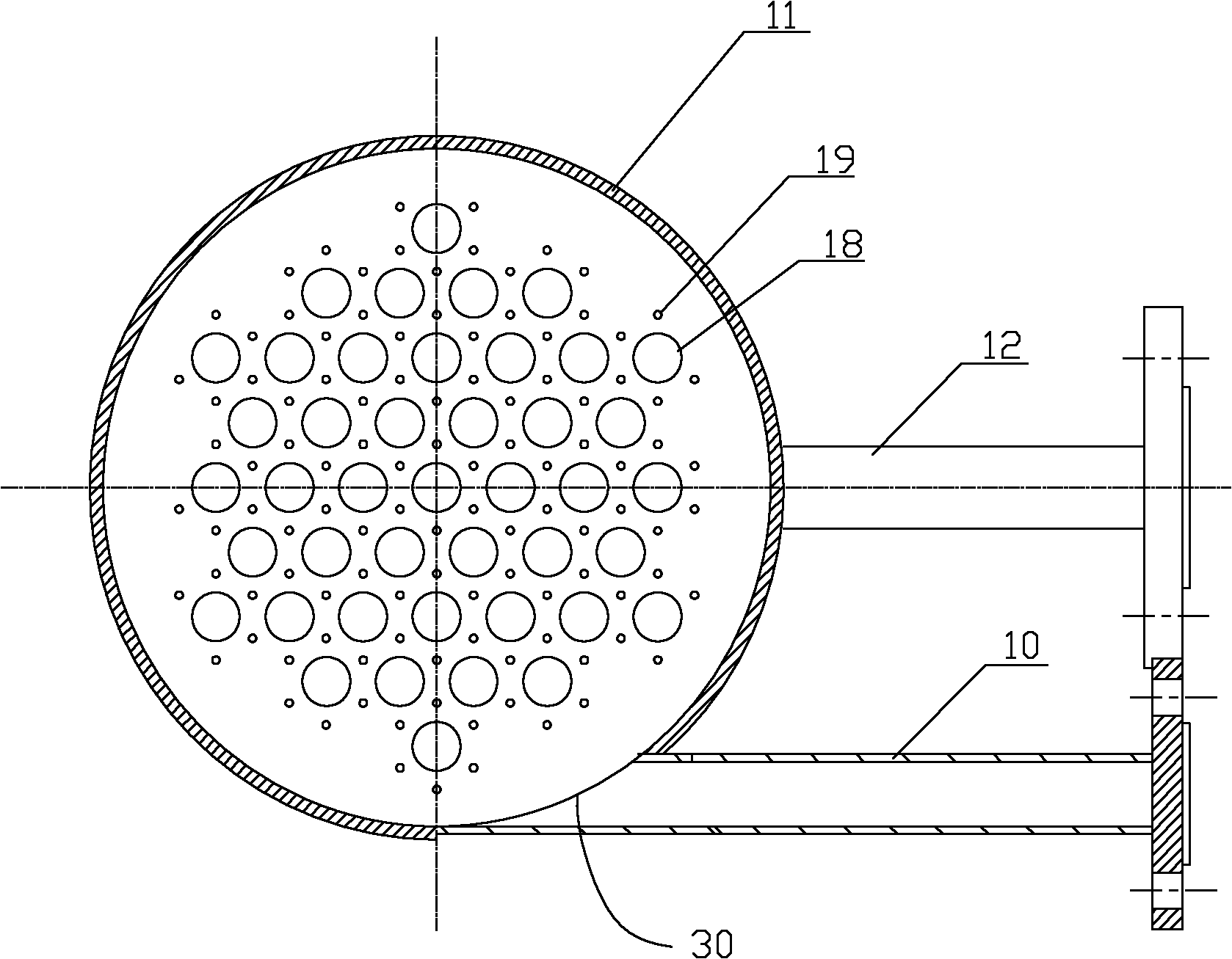 Vertical falling-film heat exchanger outside pipe