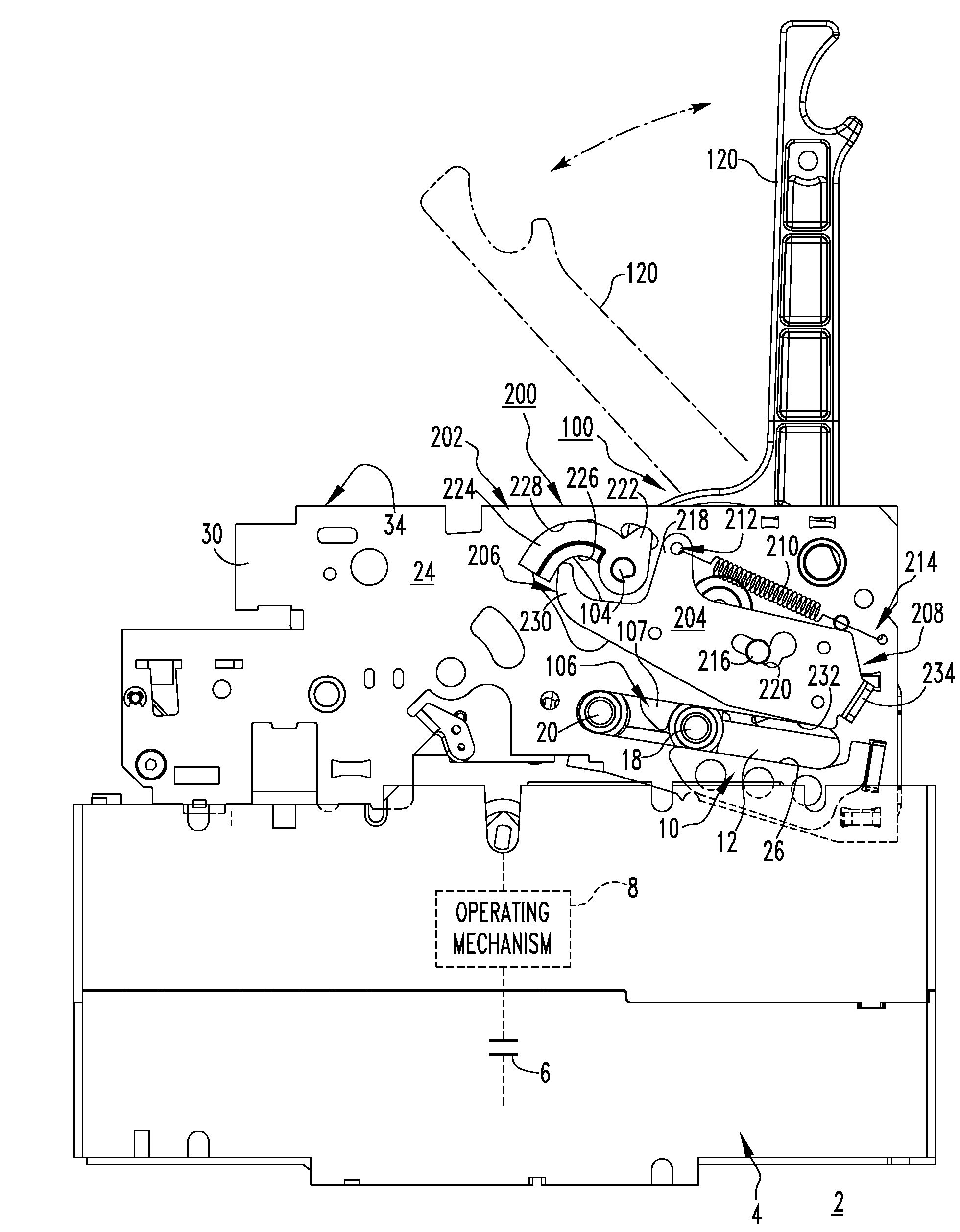 Electrical switching apparatus, and charging assembly and interlock assembly therefor