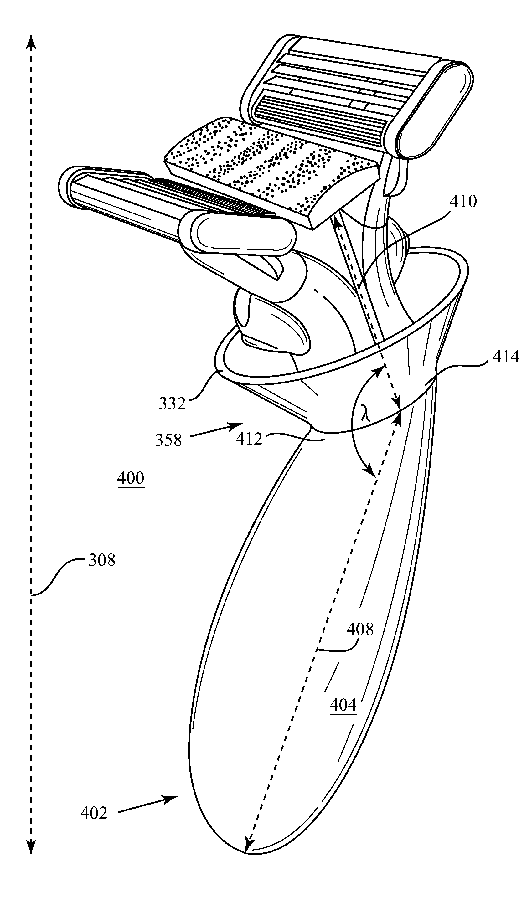 Shaving device with a pad