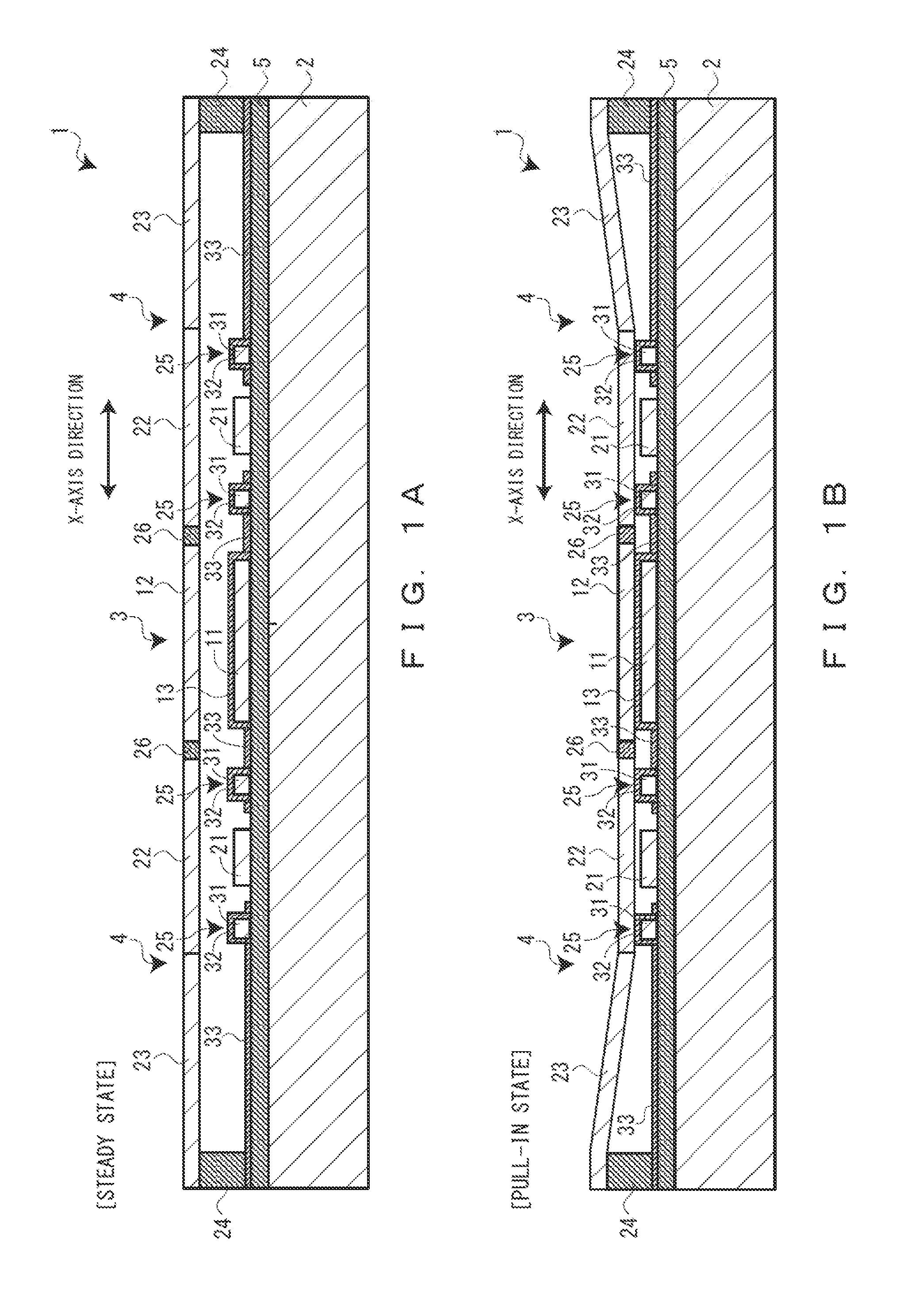 Electrostatic actuator, variable capacitance capacitor, electric switch, and method for driving electrostatic actuator