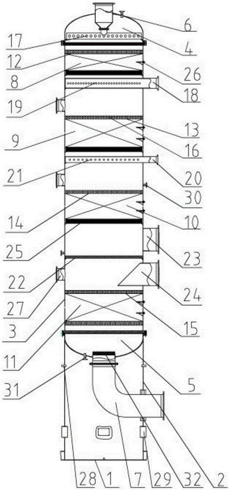 Multi-section type heat insulation fixed bed reactor for PX production