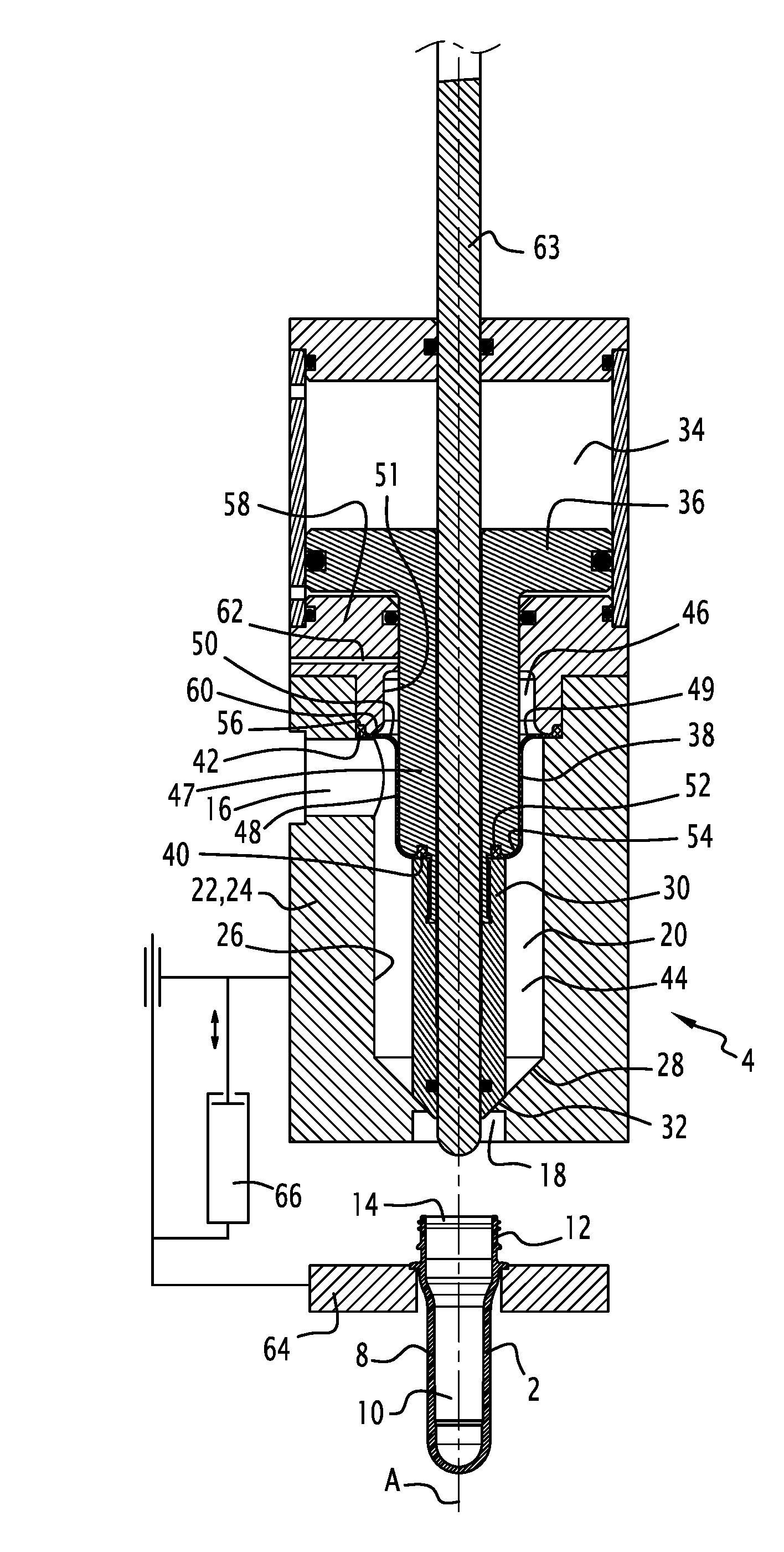 Injection device comprising at least one flexible diaphragm