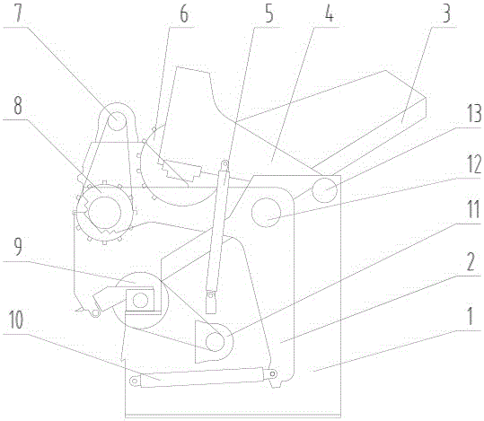 Pressing feeding device for waste steel crusher