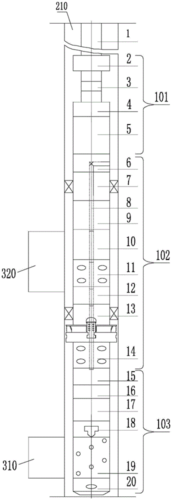 Layering continuous well testing system and use method thereof