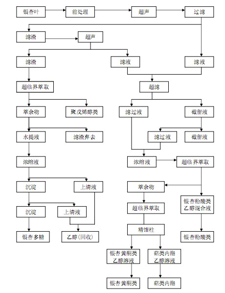 Separation technology for multiple components in ginkgo leaf