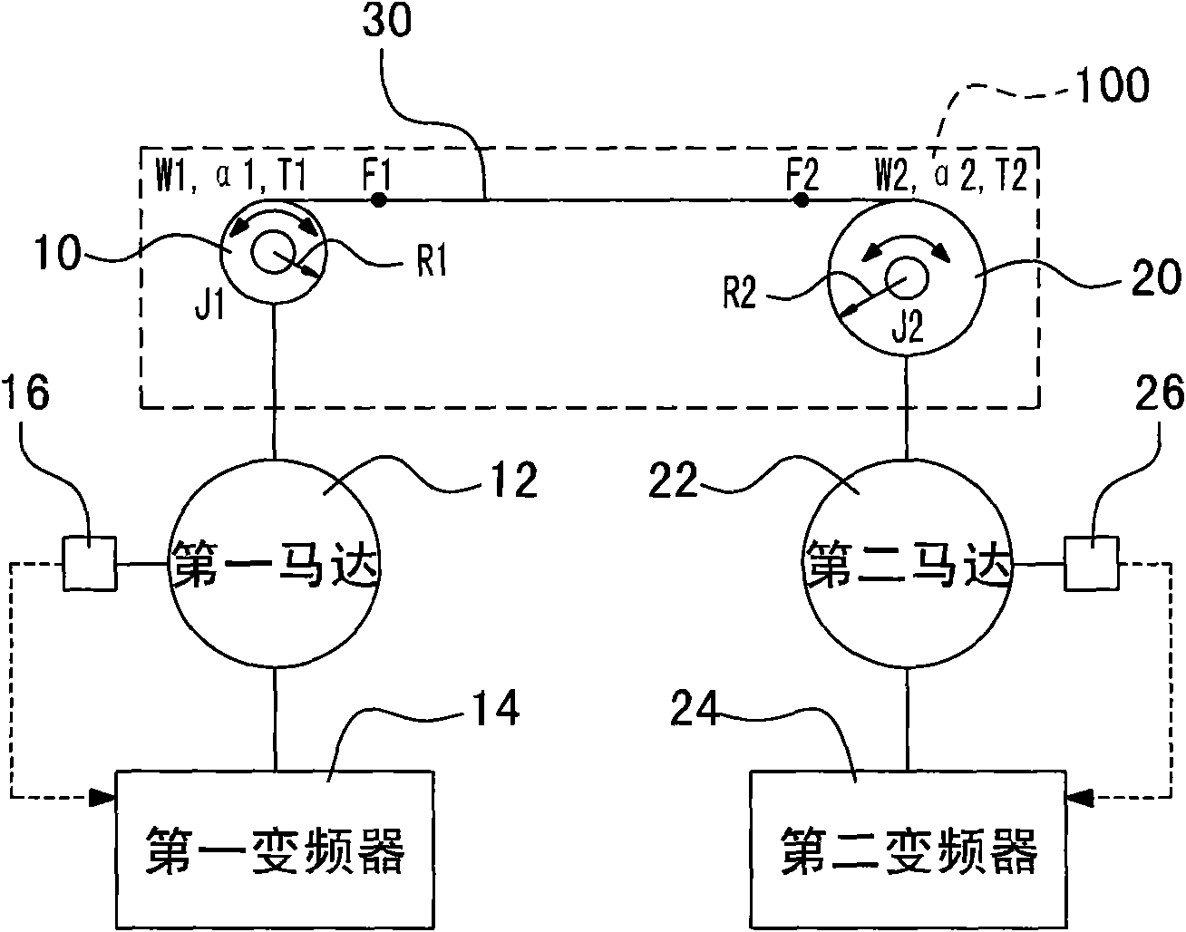 Tension control module arranged in transducer and provided with tension and speed close loop