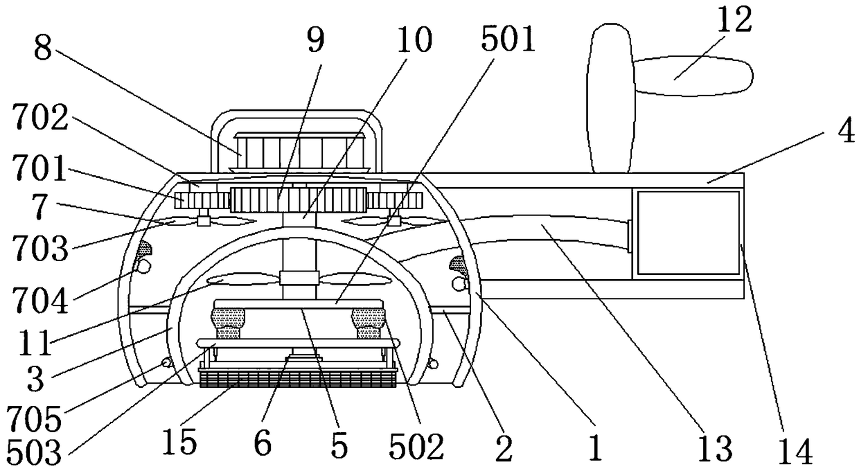 Wooden chopping board surface treatment device using circulating airflow for wood dust removal