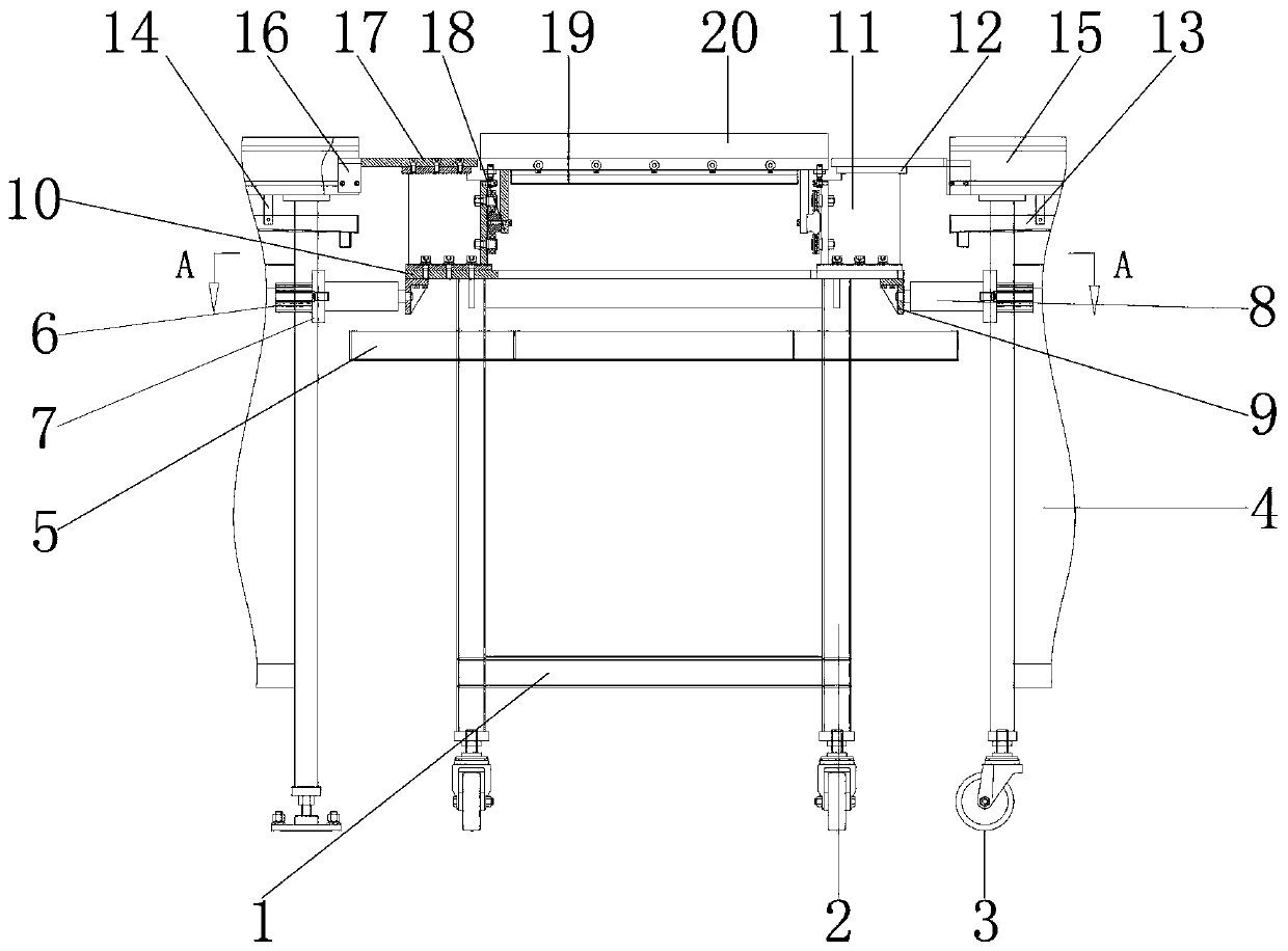 A belt laminating machine with a limit block