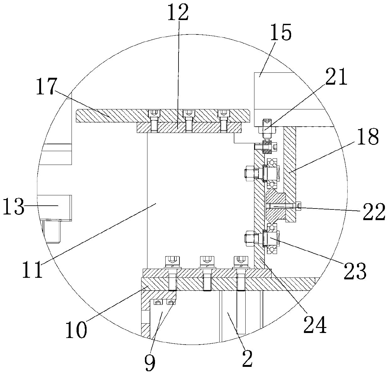 A belt laminating machine with a limit block