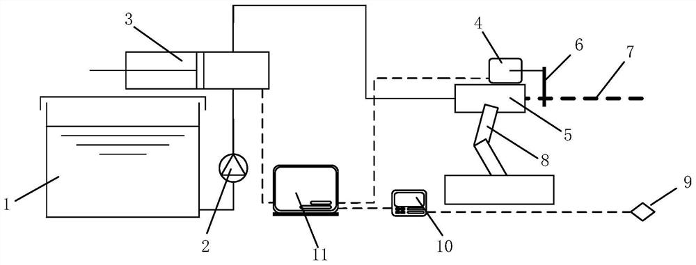 High-pressure pulsed water jet controllable active seismic source advanced detection device and application method